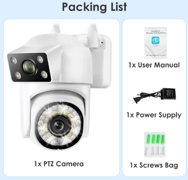 O-KAM WIFI Dual Lens PTZ 8MP Camera 