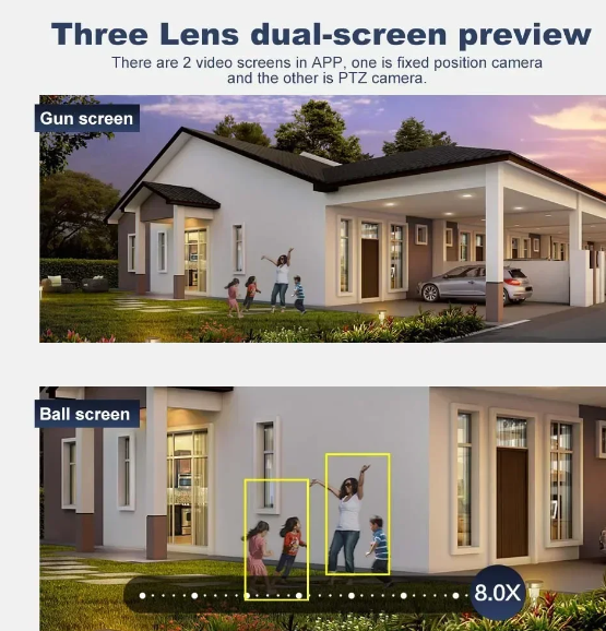 3 Lens 12MP WIFI IP Camera 8X Zoom Dual Screen - PS6 Lite
