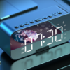 Bluetooth Speaker Digital Alarm Clock Large LED Mirror Screen Electronic Clocks FM Radio Phone Holder Bedroom Office Decorations