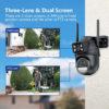 3 Lens 12MP WIFI IP Camera 8X Zoom Dual Screen - PS6 Lite