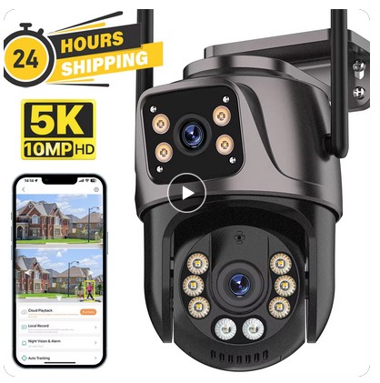 5K 10MP Outdoor WIFI IP Camera Dual Lens PTZ Camera iCsee
