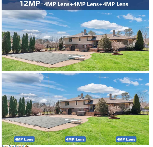 3 Lens 12MP WIFI IP Camera 8X Zoom Dual Screen - PS6 Lite