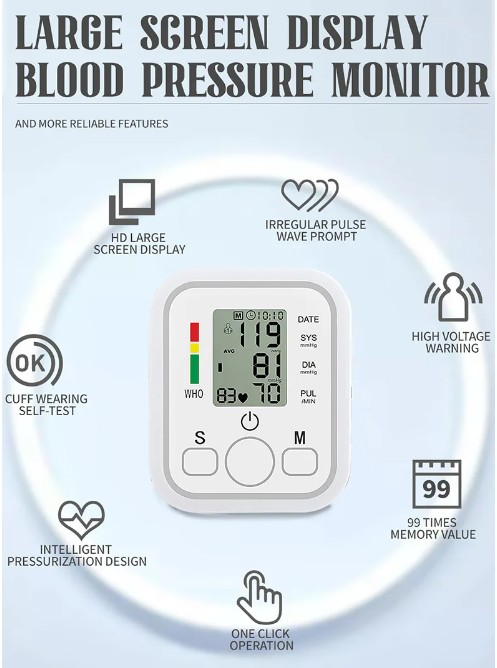 Automatic Electronic Blood Pressure Monitor (USB/Battery)