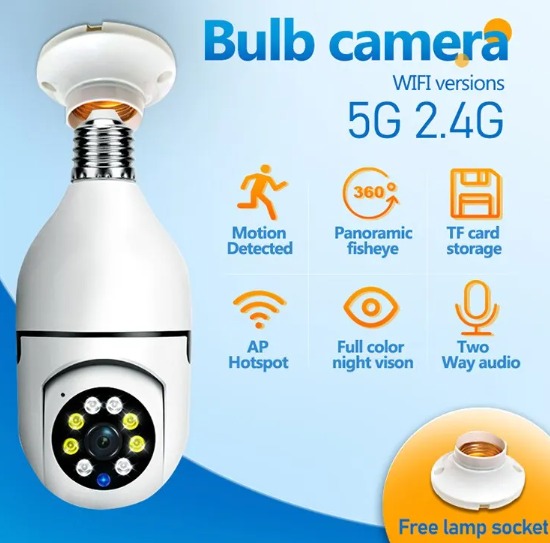 1080P Wifi Bulb Rotating Camera
