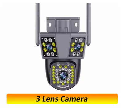 3 lens 3 Screens WIFI IP Outdoor Camera Motion Tracking PTZ Camera