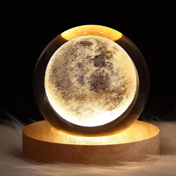 USB Night Light LED Crystal Ball Table Lamp 3D