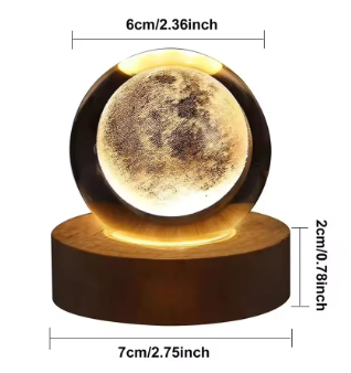 USB Night Light LED Crystal Ball Table Lamp 3D
