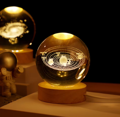 USB Night Light LED Crystal Ball Table Lamp 3D