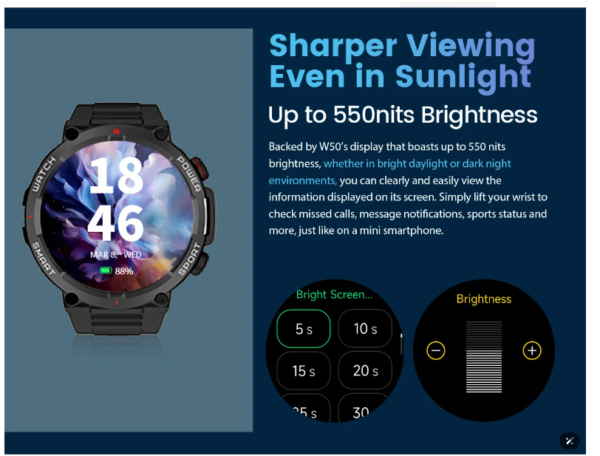 Blackview W50 Waterproof Rugged Smart Watch