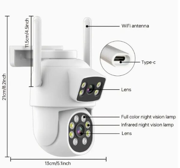 4MP Dual-Lens WIFI PTZ Camera Dual Audio - Yoose App