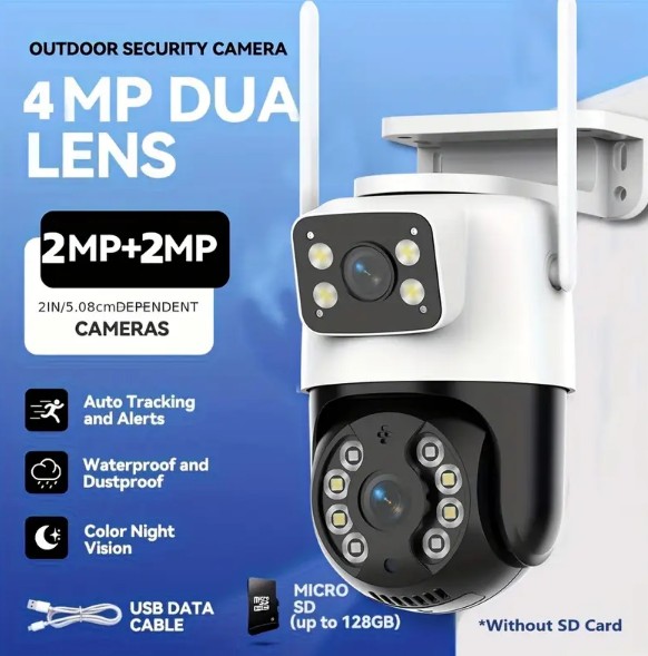 4MP Dual-Lens WIFI PTZ Color Night Vision Camera - Yoose App