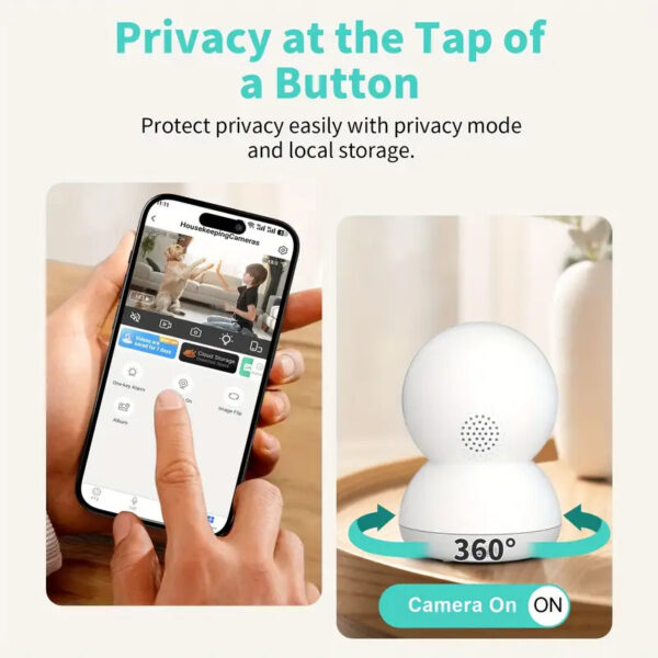 Alaga 360° Panoramic Indoor Security Camera AI Tracking Baby Monitoring