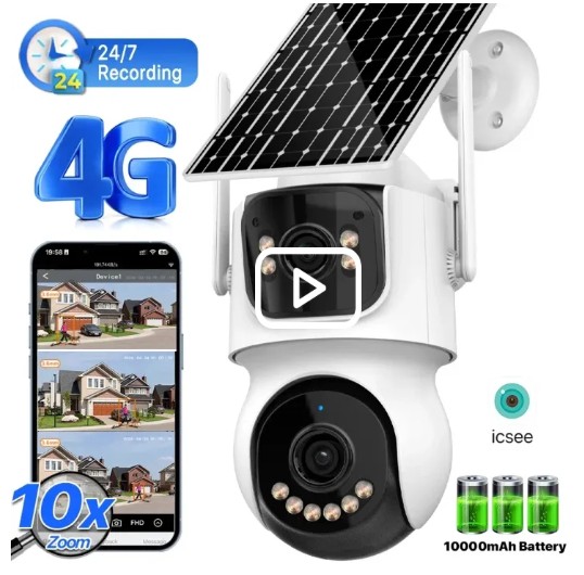 8MP 4G Solar Battery Camera PTZ Human Detection CCTV